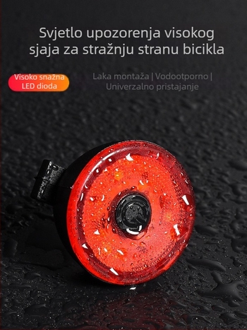 Zadnje svjetlo za MTB bicikl — visoka svjetlina, upozoravajući način, noćna vožnja, napajanje baterijom, bljeskanje