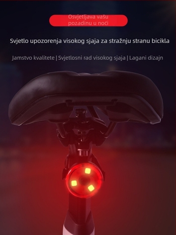 Zadnje svjetlo za MTB bicikl — visoka svjetlina, upozoravajući način, noćna vožnja, napajanje baterijom, bljeskanje