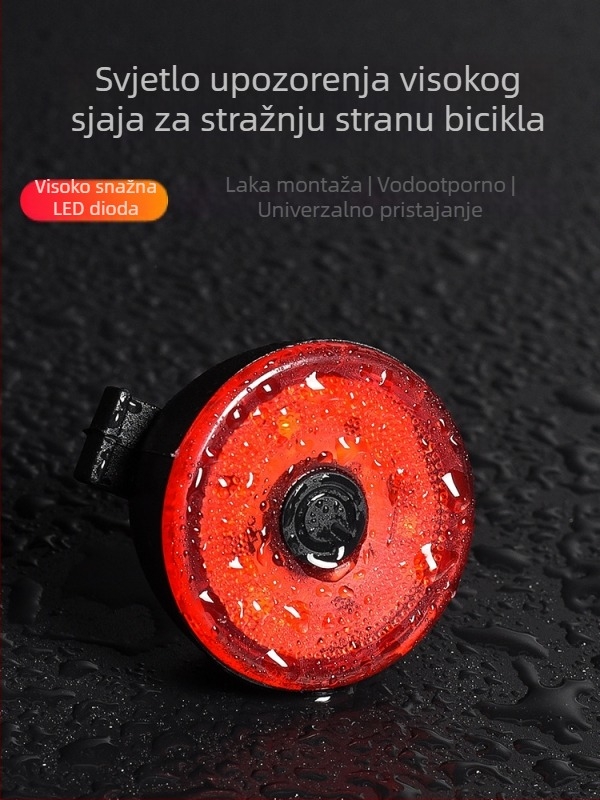 Zadnje svjetlo za MTB bicikl — visoka svjetlina, upozoravajući način, noćna vožnja, napajanje baterijom, bljeskanje