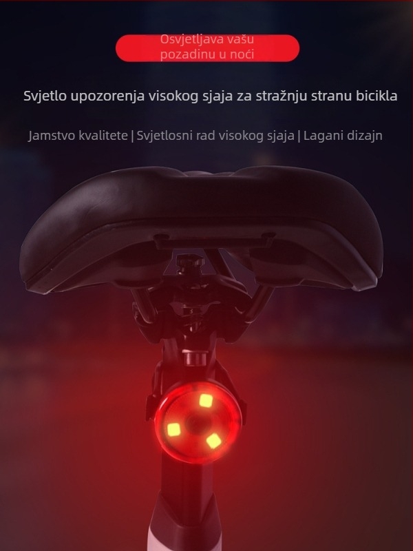 Zadnje svjetlo za MTB bicikl — visoka svjetlina, upozoravajući način, noćna vožnja, napajanje baterijom, bljeskanje