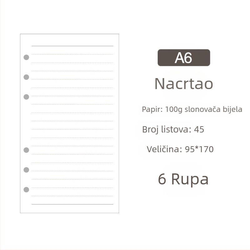 Prozirna PVC veza za slobodne listove, stranice s mrežom, 6 rupa, 45 listova