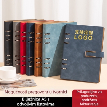 Bilježnica s binderskim povezom; odvojiva korica; papir od sirove drvene pulpe; težina papira 40 g; 100–200 stranica