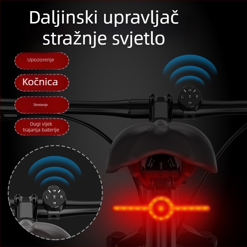 MANGELEYES stražnja svjetiljka za bicikl s lijevo-desnim skretanjem i senzorom kočenja za planinske bicikle, prilagodljivo obrađivanje, kompatibilno s privatnim markama