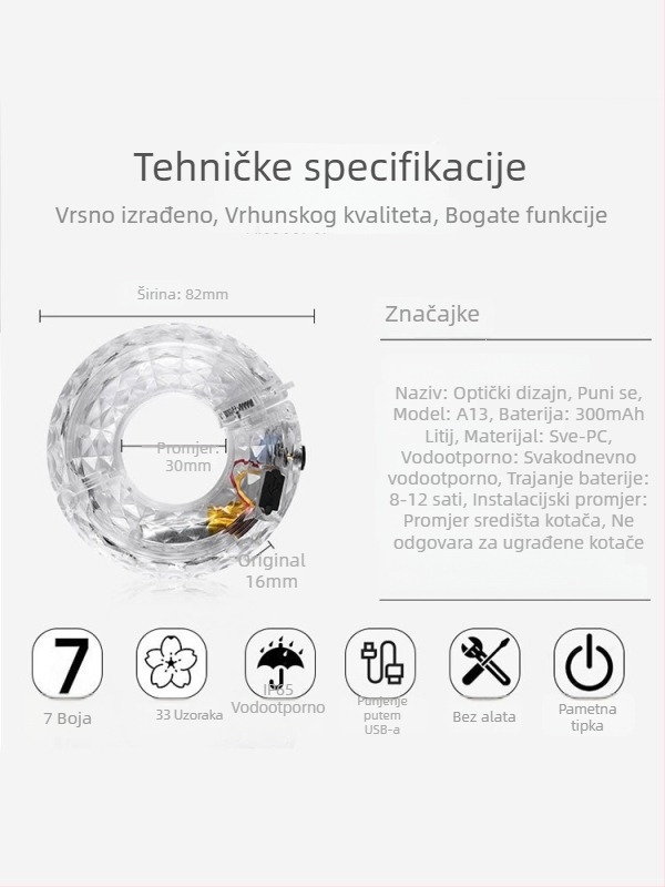 Odakon noćno svjetlo za bicikl s osvjetljenjem u osovini i dekorativnim svjetlima na kotačima za dječji balans bicikl