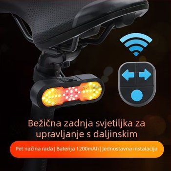 Biciklistička stražnja lampica s bežičnim daljinskim upravljačem, USB-C punjenje, pričvršćivanje trakom, 500 mAh baterija za noćnu vožnju