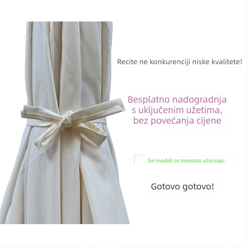 Navlaka za zamjenu za bananu kišobran s središnjim stupom za dvorište — poliester 210T, 6 čeličnih rebara, čelični okvir i drška, UPF > 30, ručno otvaranje