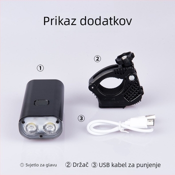 Yaqi prednje svjetlo za bicikl, Type-C punjenje, LED za planinsko bicikliranje, vodootporno