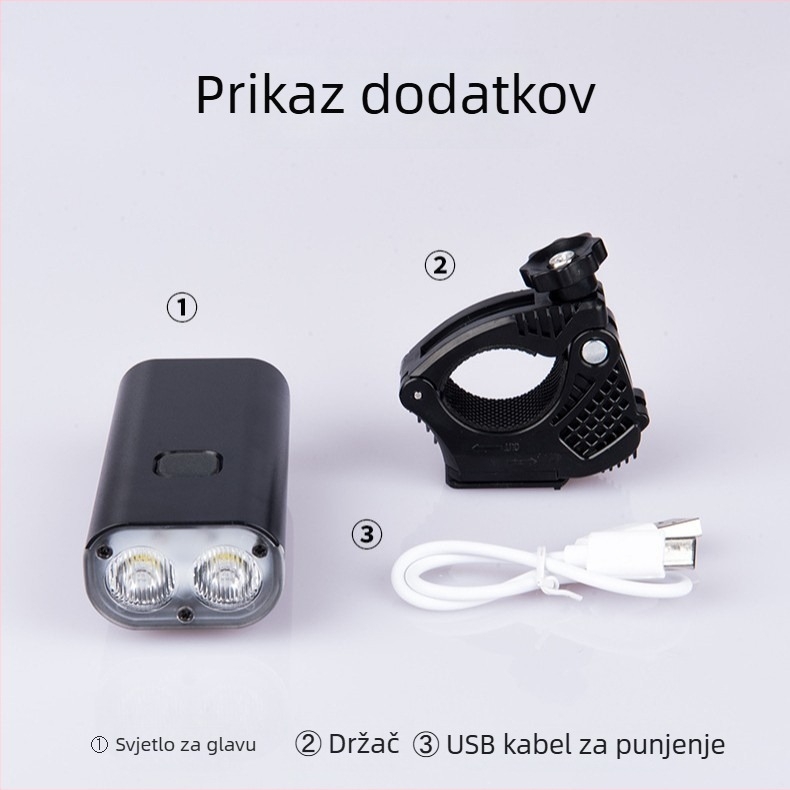 Yaqi prednje svjetlo za bicikl, Type-C punjenje, LED za planinsko bicikliranje, vodootporno
