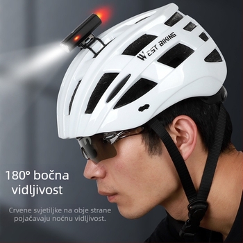 WEST BIKING svjetlo za kacigu i bicikl – prednje i stražnje upozoravajuće svjetlo, USB napajanje, bočno svjetlo za noćnu vožnju po planinama (vrijeme punjenja 3,5 sati)