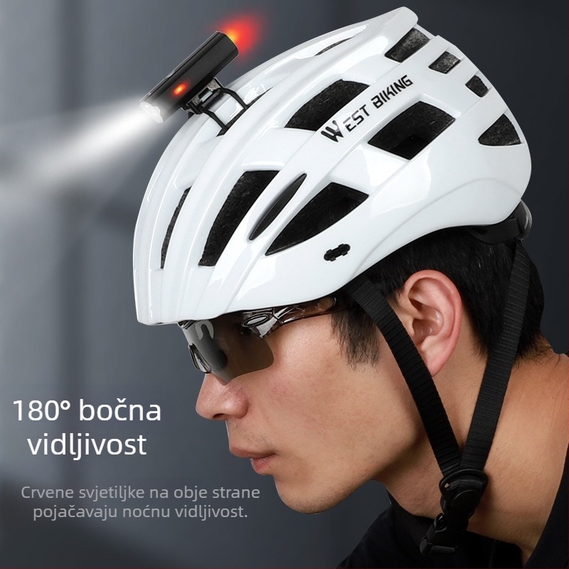 WEST BIKING svjetlo za kacigu i bicikl – prednje i stražnje upozoravajuće svjetlo, USB napajanje, bočno svjetlo za noćnu vožnju po planinama (vrijeme punjenja 3,5 sati)