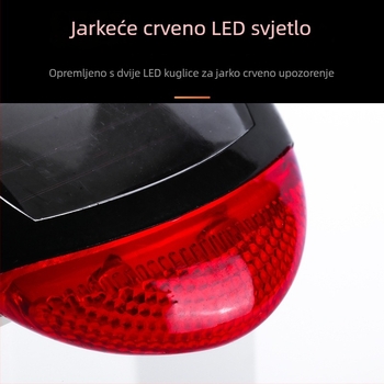 Solarna stražnja svjetiljka za bicikl — noćna vožnja, upozoravajuće svjetlo za planinske i cestovne bicikle, bez punjenja