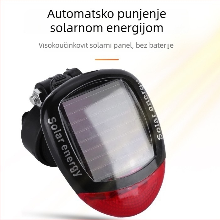 Solarna stražnja svjetiljka za bicikl — noćna vožnja, upozoravajuće svjetlo za planinske i cestovne bicikle, bez punjenja