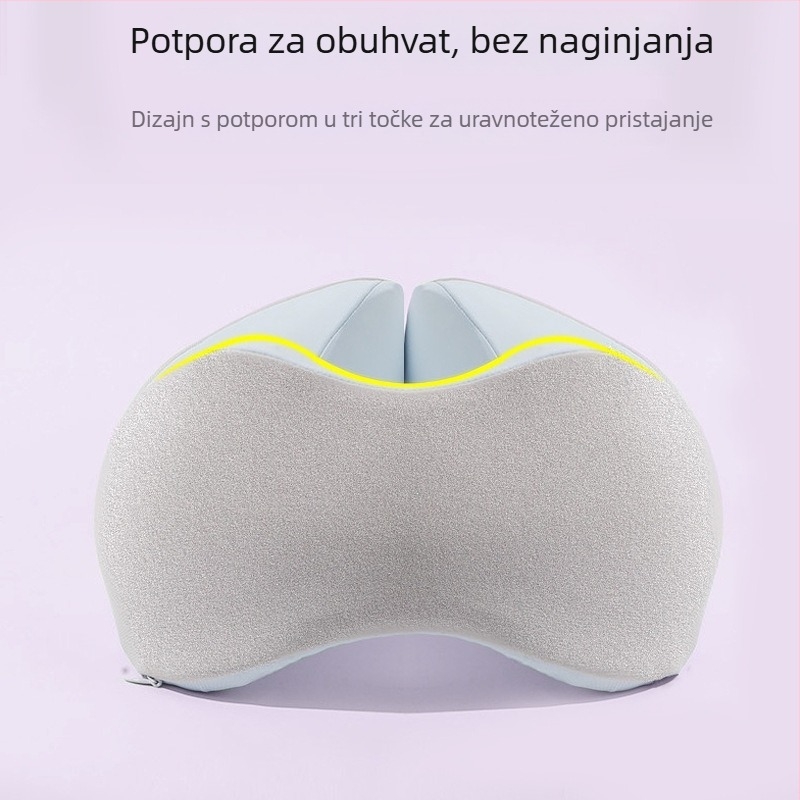 Prijenosna U-oblik jastučnica za vrat od memory pjene s odvojivim dizajnom i Ice Silk tkaninom, idealna za putovanja i let.