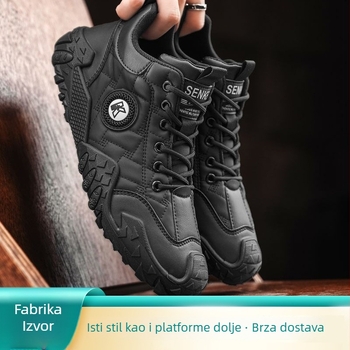 Zimske čizme za snijeg s PU + mrežastim gornjim dijelom, vezanje sprijeda, EVA uložak, okrugla prst, niski potpetica