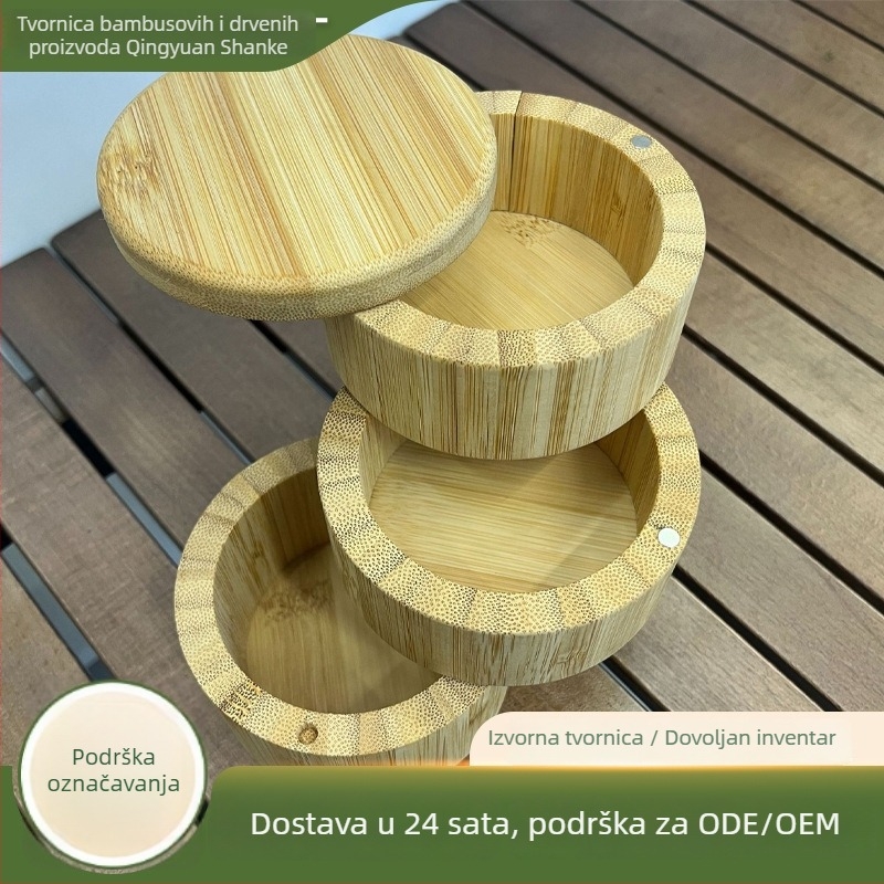 Bambus posuda za začine s tri odjeljka, japanski stil kuhinjska pohrana, mogućnost prilagođavanja logotipa