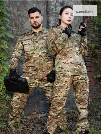 Unisex kamuflažni komplet za odrasle - pamukasto-mješavina, prozračan, odvodi vlagu, otporan na habanje; kamuflažni uzorak; pogodno za ljeto, proljeće i jesen.