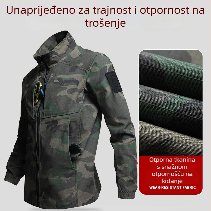Kamuflažni rastezljivi mrežasti radni set – pamukasto-mješavina tkanine, upija vlagu, kamuflažni uzorak, unisex, proljeće–jesen