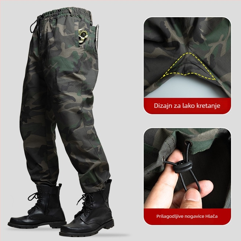 Kamuflažni rastezljivi mrežasti radni set – pamukasto-mješavina tkanine, upija vlagu, kamuflažni uzorak, unisex, proljeće–jesen