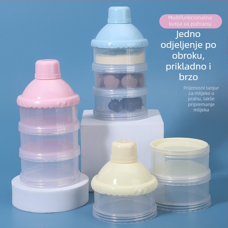 Star kutija za mlijeko u prašku za bebe, 3-slojna ili 4-slojna, neovisni odjeljci, prenosna rotirajuća kutija za mlijeko, za dob 0–3 godine