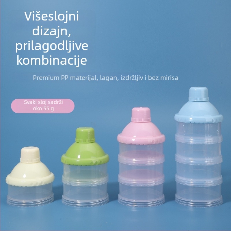 Star kutija za mlijeko u prašku za bebe, 3-slojna ili 4-slojna, neovisni odjeljci, prenosna rotirajuća kutija za mlijeko, za dob 0–3 godine