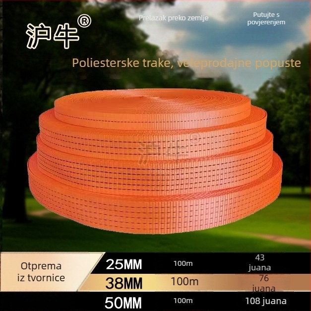 Bangkaki visokoizdrživa poliesterska traka za vezivanje i pričvršćivanje tereta, nosivost 5000 kg, snaga loma 1000 kg, sigurnosni faktor 2:1