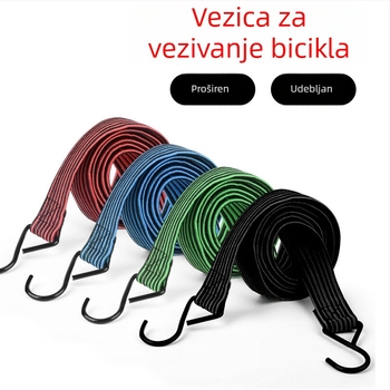Elastični remen za pričvršćivanje motociklističkog prtljaža s kukama, gumeni, širine 15 mm, duljina po narudžbi, višestruka primjena