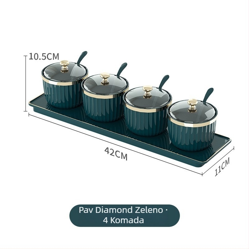 Set posuda za začine s čvrsto zatvorenim plastičnim posudama; plastični materijal; moguć tisak logotipa; prilagodba; vrhunska kvaliteta