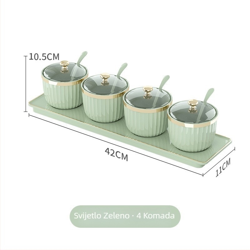 Set posuda za začine s čvrsto zatvorenim plastičnim posudama; plastični materijal; moguć tisak logotipa; prilagodba; vrhunska kvaliteta