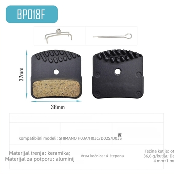 BP018F Hidraulijske kočne pločice za planinski bicikl – polumetalne keramičke, model BP018F, kompatibilno sa Simanu M640/M820