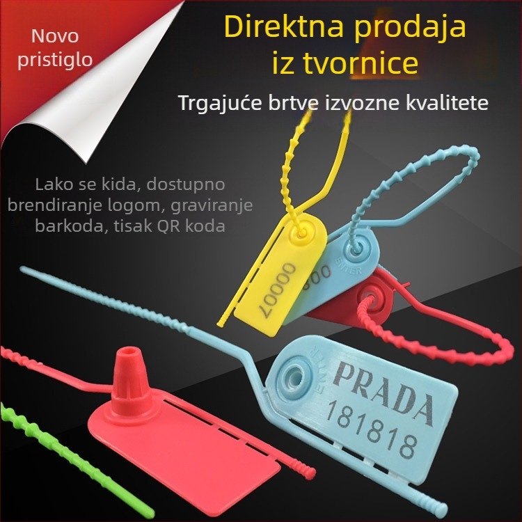 Plastična sigurnosna traka za pečat, ručno kidljiva, PP, pakiranje 5 komada, Fly Quickly