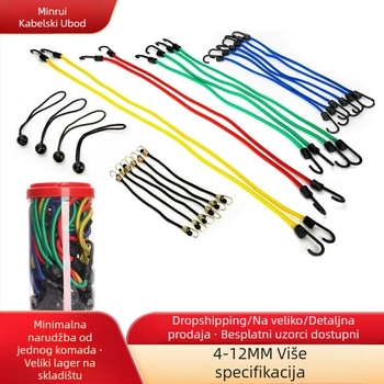 Elastični kaiš za prtljagu s kukama – debeli gumeni uže za šatore, bicikle i motocikle (Materijal: debelo gumeno uže; Nosivost: 20 kg; Marka: Minrui)