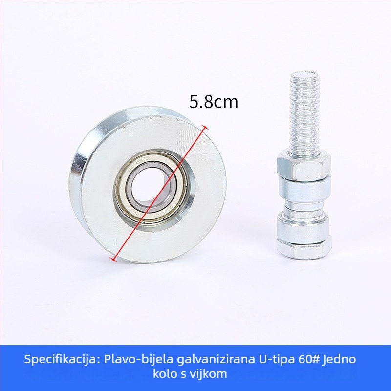 Rola za klizna vrata s jednim ležajem, V-oblik, galvanizirana, deblja