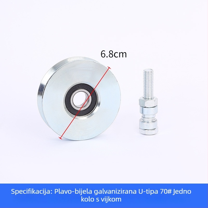 Rola za klizna vrata s jednim ležajem, V-oblik, galvanizirana, deblja