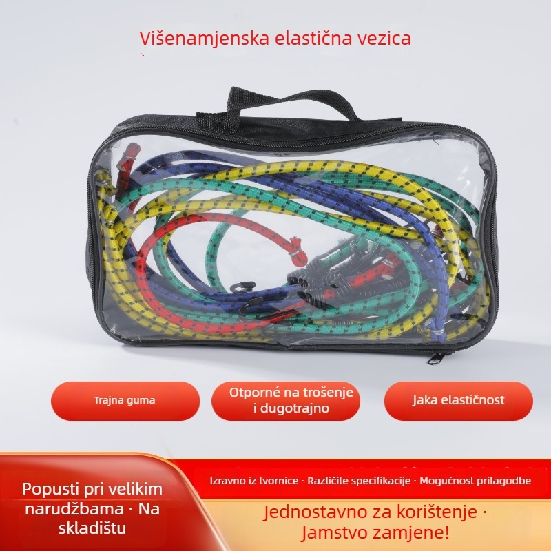 Dragon Tripod 12-dijelan set vanjskih elastičnih užeta s kukama za motocikle i električna vozila, nosivost 30 kg