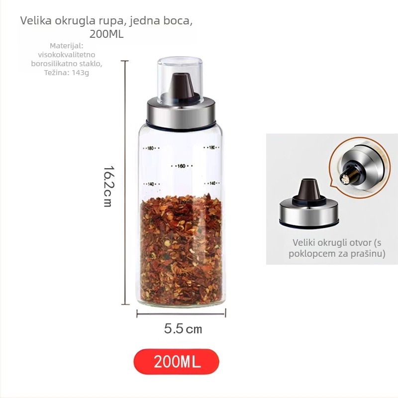 Staklena boca za začine za čvrste začine – brend Lido, moguć tisak logotipa, prilagodljivo