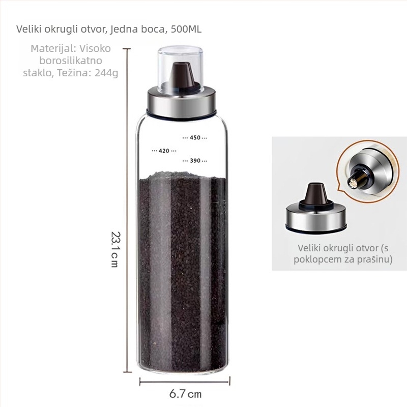 Staklena boca za začine za čvrste začine – brend Lido, moguć tisak logotipa, prilagodljivo