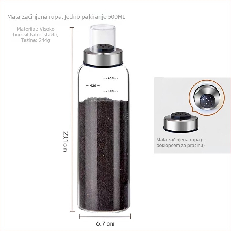 Staklena boca za začine za čvrste začine – brend Lido, moguć tisak logotipa, prilagodljivo