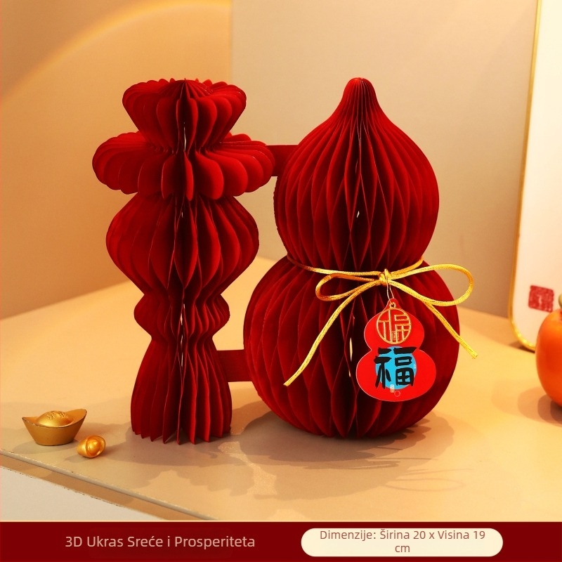 Uređaj za ukrašavanje prostora – Viseća dekoracija od tikve s kuglom od pčelinje saće, kartonska konstrukcija, za Novu godinu i Proljetni festival (Godina Konja), Šifra QHG2026043