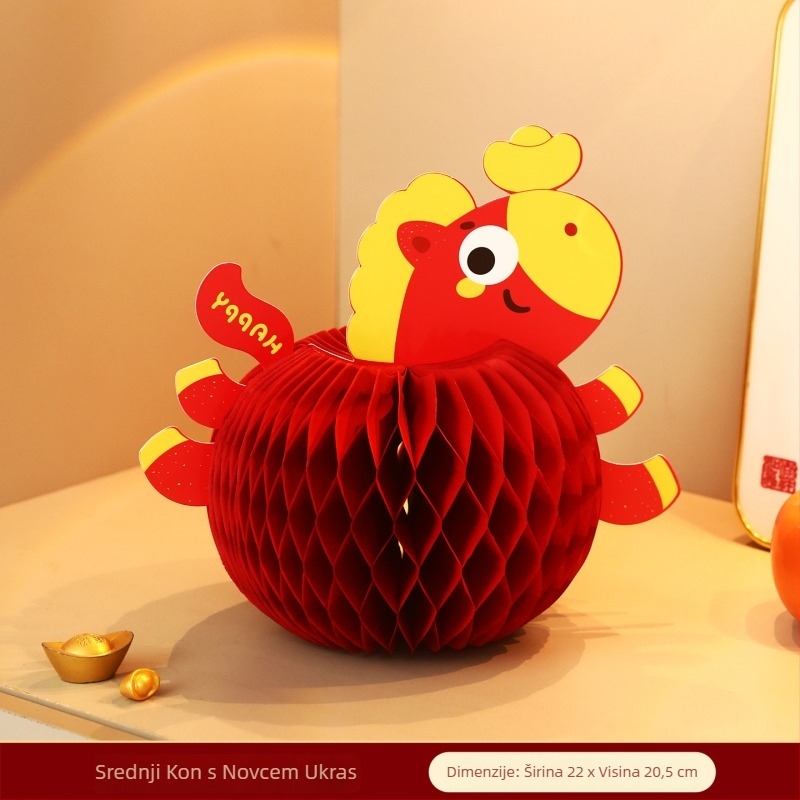 Uređaj za ukrašavanje prostora – Viseća dekoracija od tikve s kuglom od pčelinje saće, kartonska konstrukcija, za Novu godinu i Proljetni festival (Godina Konja), Šifra QHG2026043