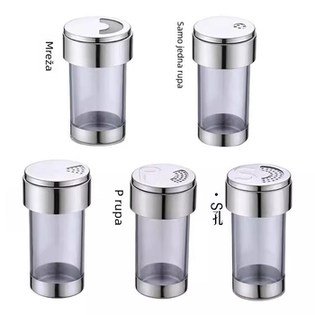 Set posudica za začine u europskom stilu od nehrđajućeg čelika 304 i akrila, s rotirajućim stalkom