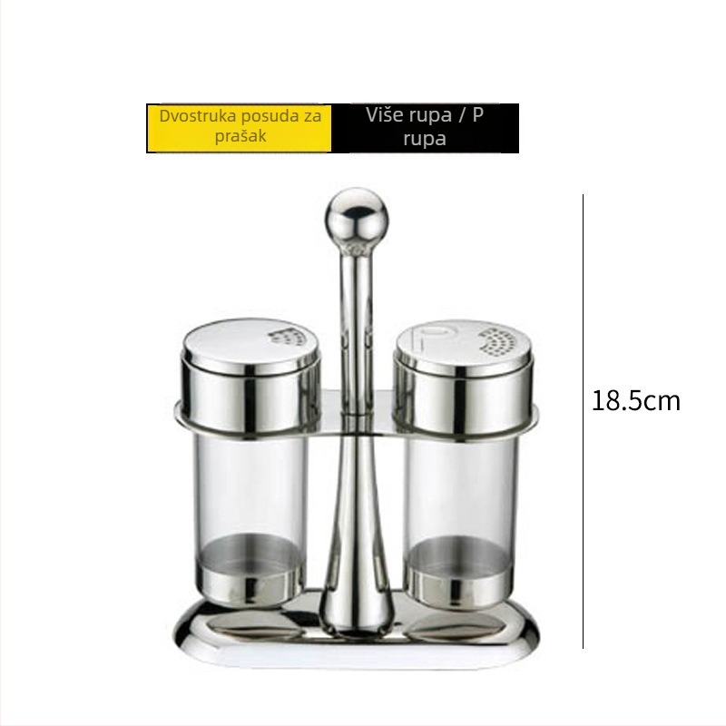 Set posudica za začine u europskom stilu od nehrđajućeg čelika 304 i akrila, s rotirajućim stalkom