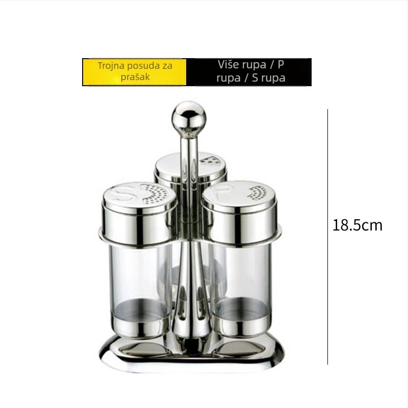 Set posudica za začine u europskom stilu od nehrđajućeg čelika 304 i akrila, s rotirajućim stalkom