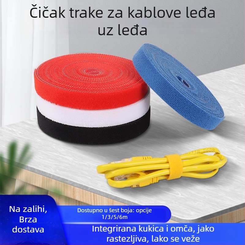 Set za organizaciju kablova s Velcro trakom za podatkovne i punjačke kablove, uvijanje i pričvršćivanje kablova računala