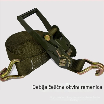 Poliesterska privezna traka s napinjačem za kamione, vojnozelena