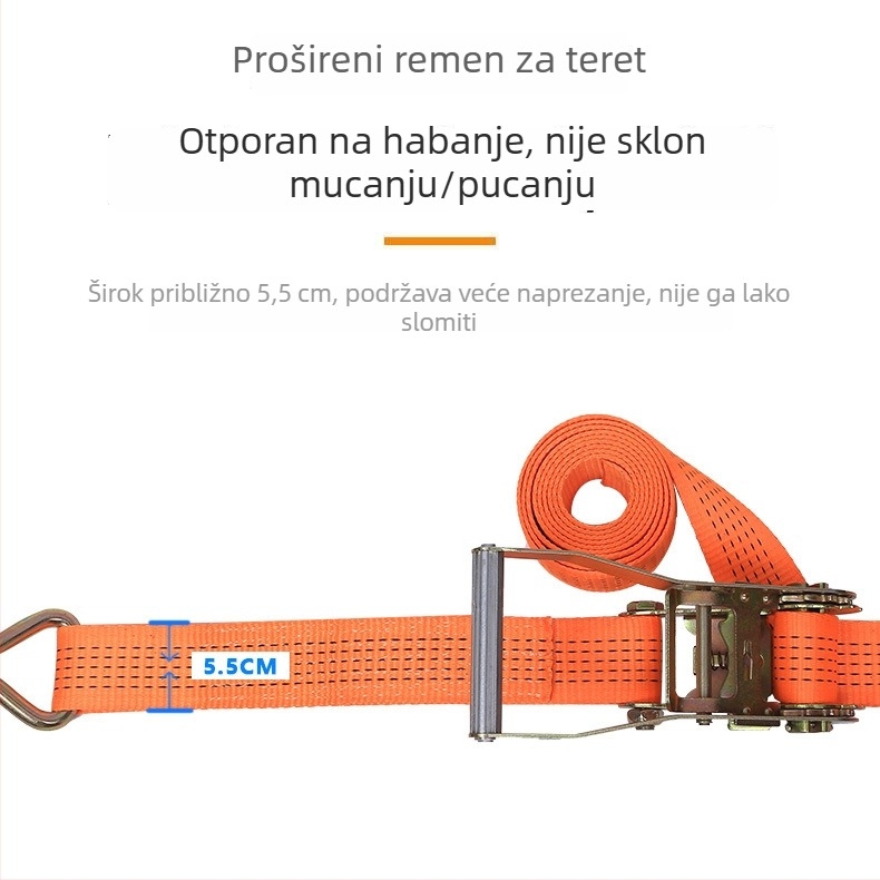 Remenje za pričvršćivanje tereta za kamione, transportni remeni, remenje za fiksiranje kontejnera, poliester remeni s mehanizmom zatezanja