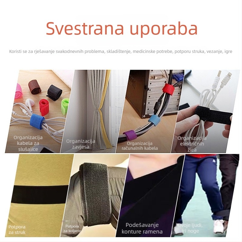 Prilagođene šarene najlonske elastične trake s Velcro kopčom, podesive