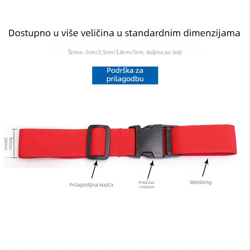 Pojas za prtljagu s plastičnom kopčom, poliester kaiš za pakiranje