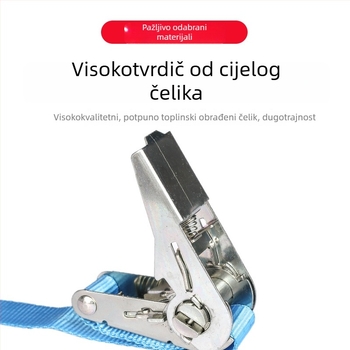 Remen za pričvršćivanje motocikla s ručnim napinjačem i dvostrukim J-kukama, model Td29-j, materijal: metal + poliester
