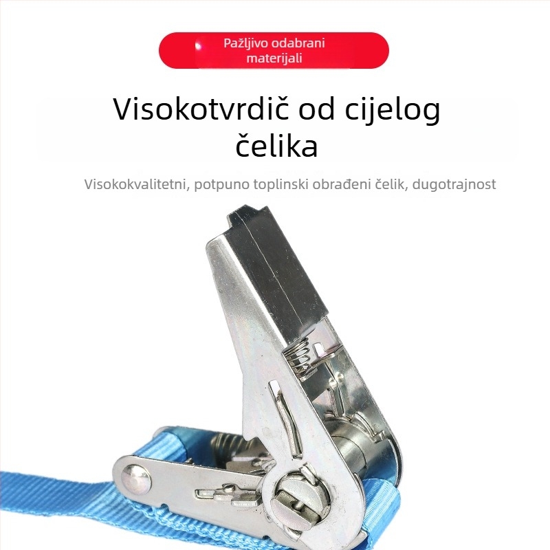 Remen za pričvršćivanje motocikla s ručnim napinjačem i dvostrukim J-kukama, model Td29-j, materijal: metal + poliester