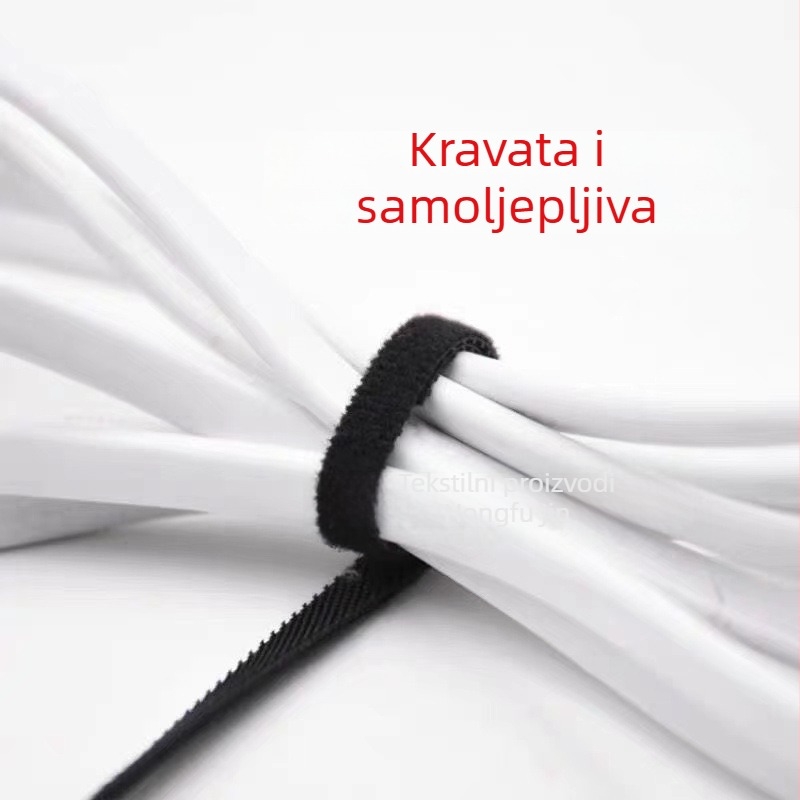 Dvostrani Velcro kaiš za kabel, crni, 8 mm, snažno držanje, samoljepljiva traka